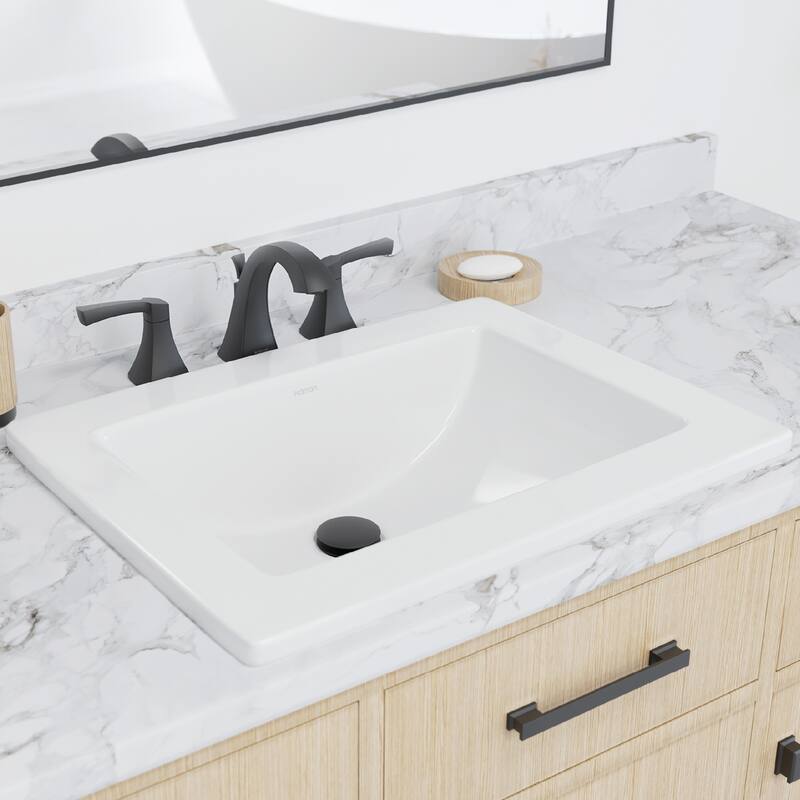 Karran Valera 23" Rectangular Top Mount Vitreous China Bathroom Sink in White