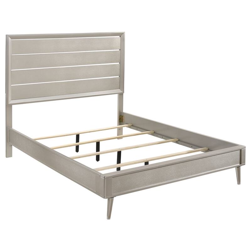 Ramon Modern Classic Wood Panel Bed Metallic Sterling - King