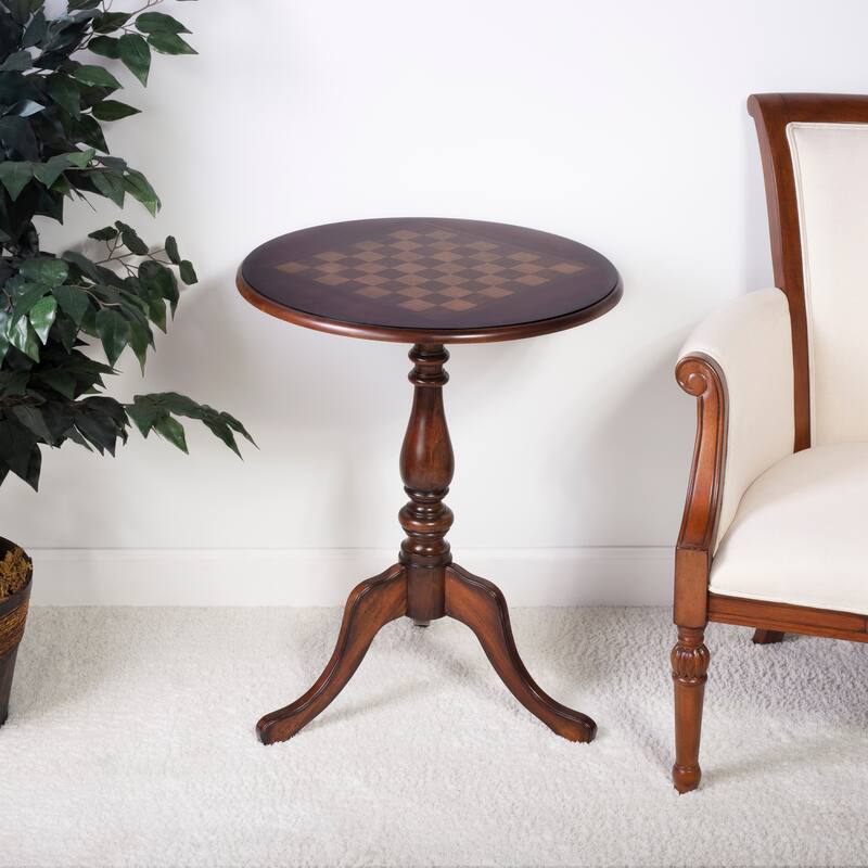 Colbert 22 in. W Round Wood Pedestal Game/Accent Table - Brown