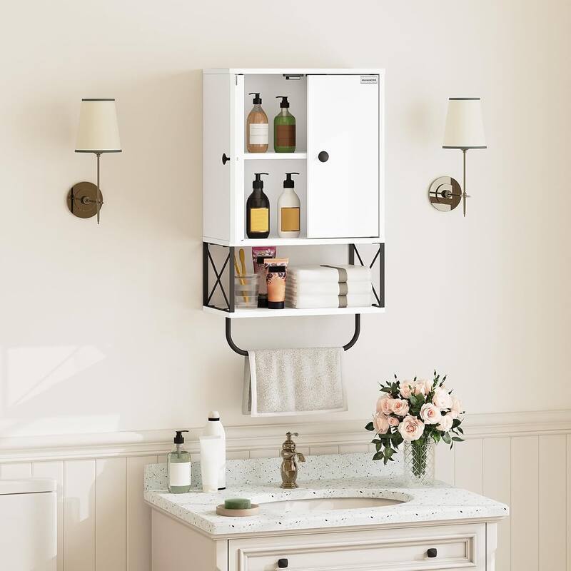 3-Tier Wall Mounted Storage Cabinet Over The Toilet for Bathroom Laundry Room