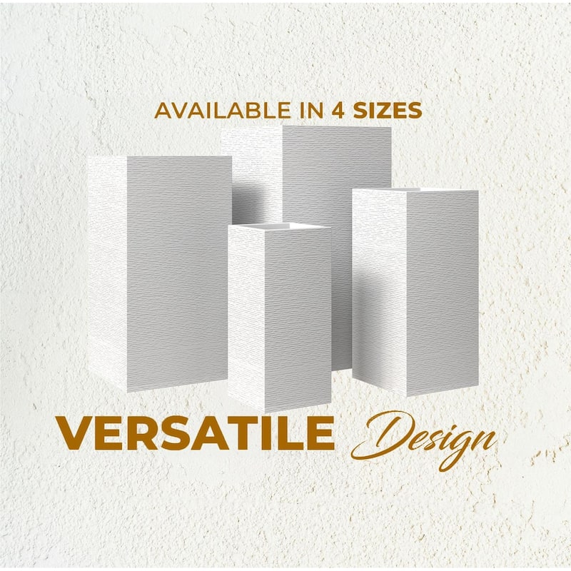 Basalt Modern Tall Square MGO Fiberstone Planter with Drainage, Weather-Resistant Indoor & Outdoor Patio Pot