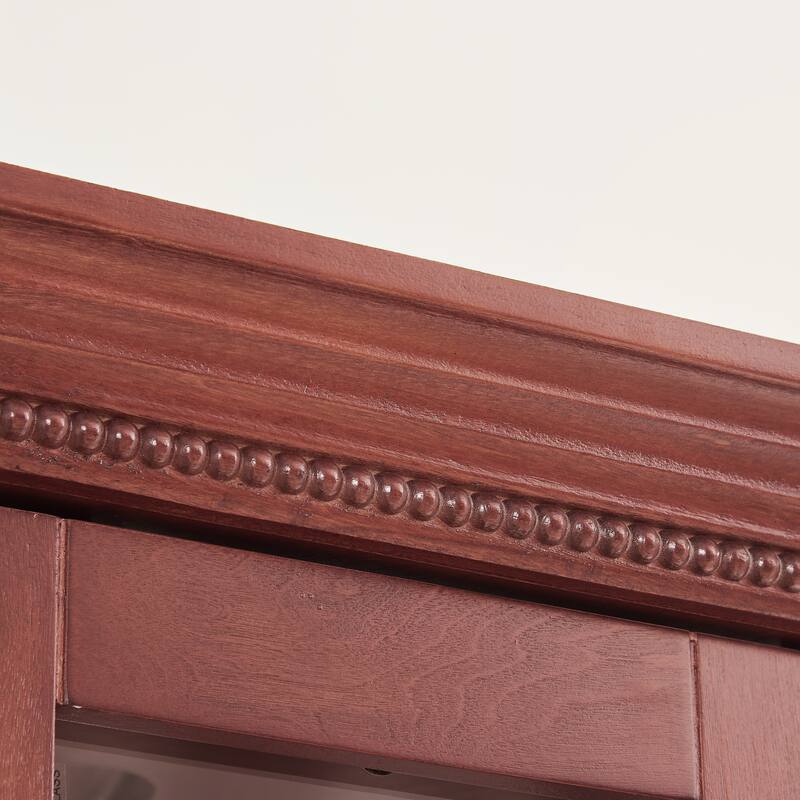 Elegant Corner Curio Cabinet with Tempered Glass Doors, Adjustable Shelves & Cherry/Oak Finish for Display