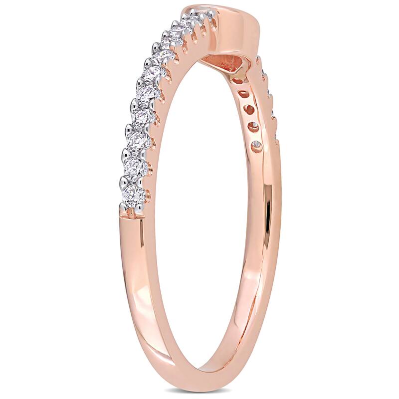 Miadora 14k Rose Gold 1/3ct TDW Pear and Round-cut Diamond Anniversary Wedding Band Ring