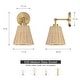 preview thumbnail 4 of 7, 1-Light Boho Natural Rattan Hardwired Wall Sconce with Adjustable Swivel Swing Arm