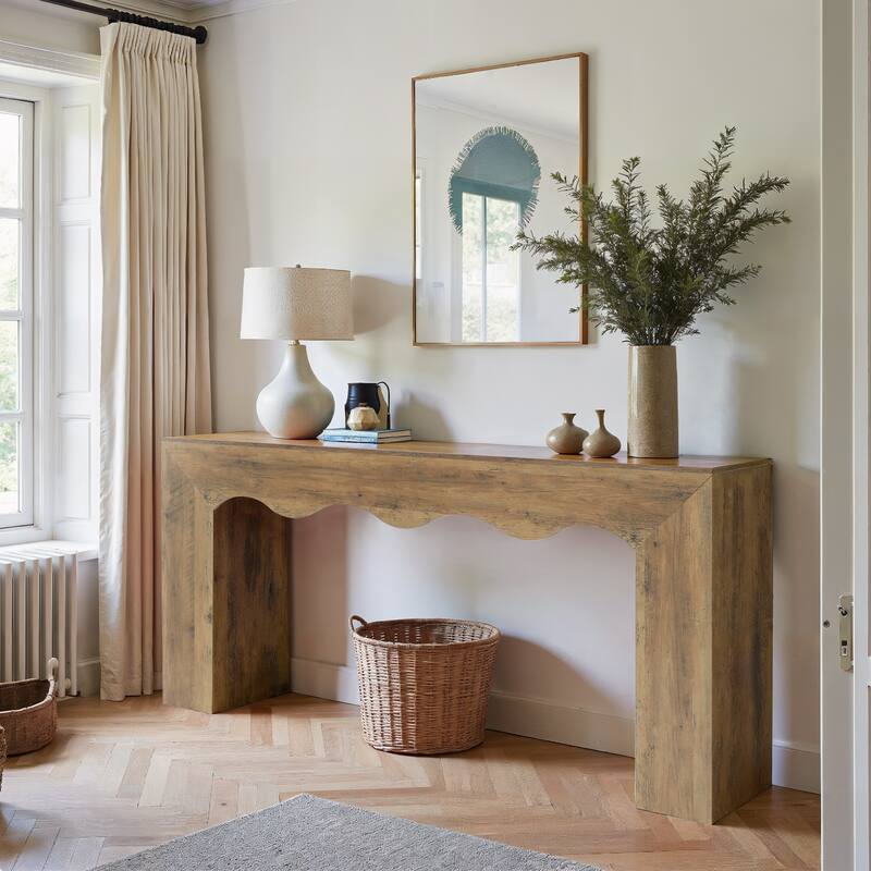 63” Farmhouse Console Table Narrow Hallway Stand for Entryway Living Room Brown