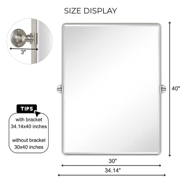 dimension image slide 9 of 25, TEHOME Woodvale Rectangle Vertical Metal Wall Mirrors