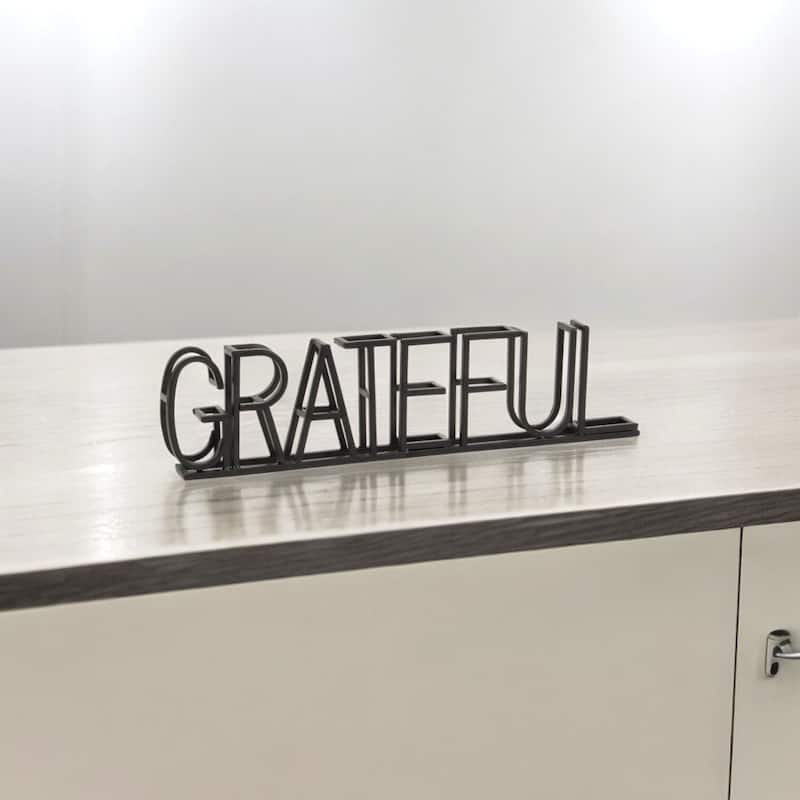 Colma Black Metal "Grateful" Table Sign