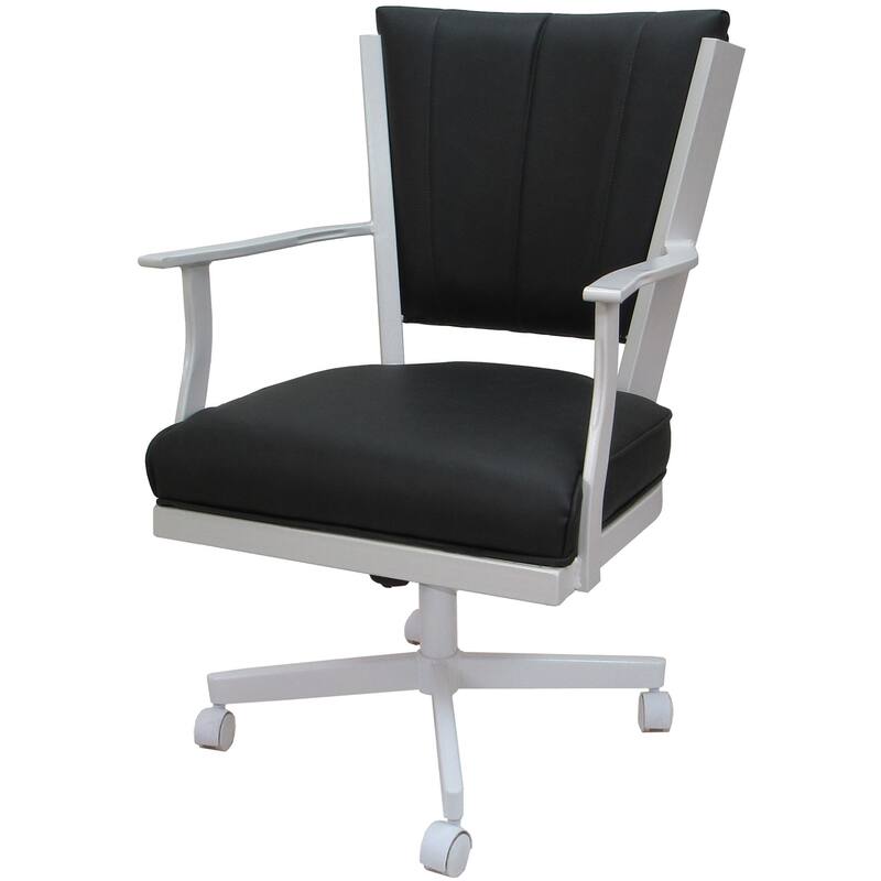 Montana Swivel Metal Dining Caster Chair on Reading Base - Grey Vinyl - White