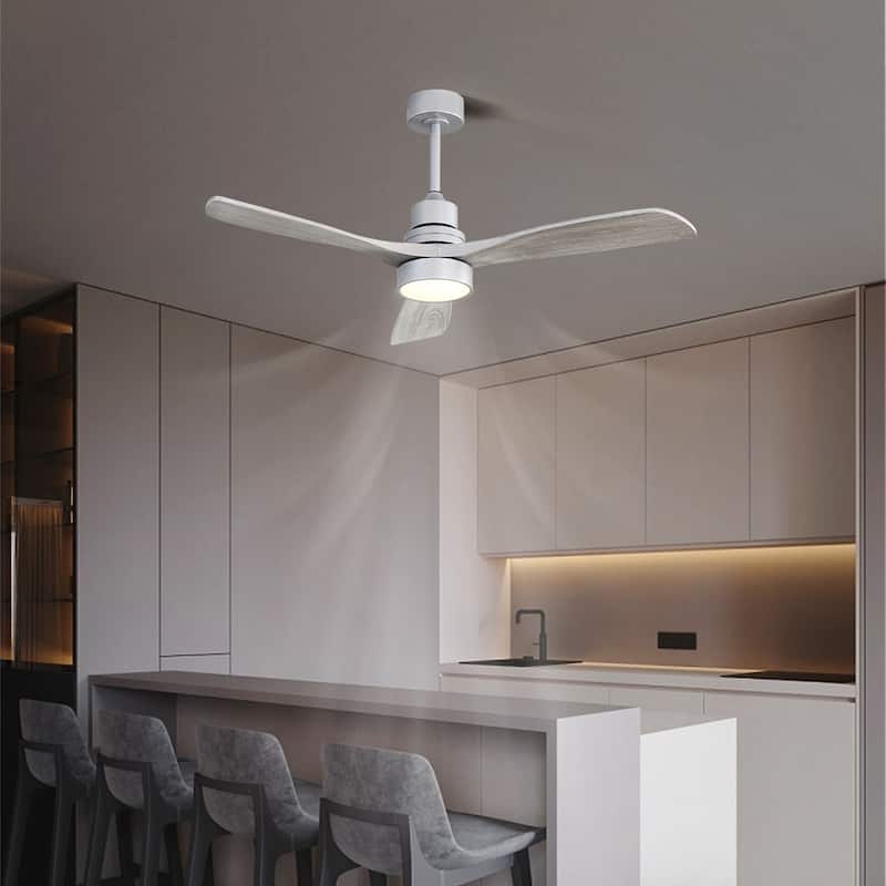 52 Inch Ceiling Fan Light With Remote Reversible DC Motor For Bedroom - Silver