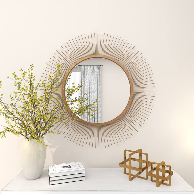 Gold Metal Starburst Room Wall Mirror