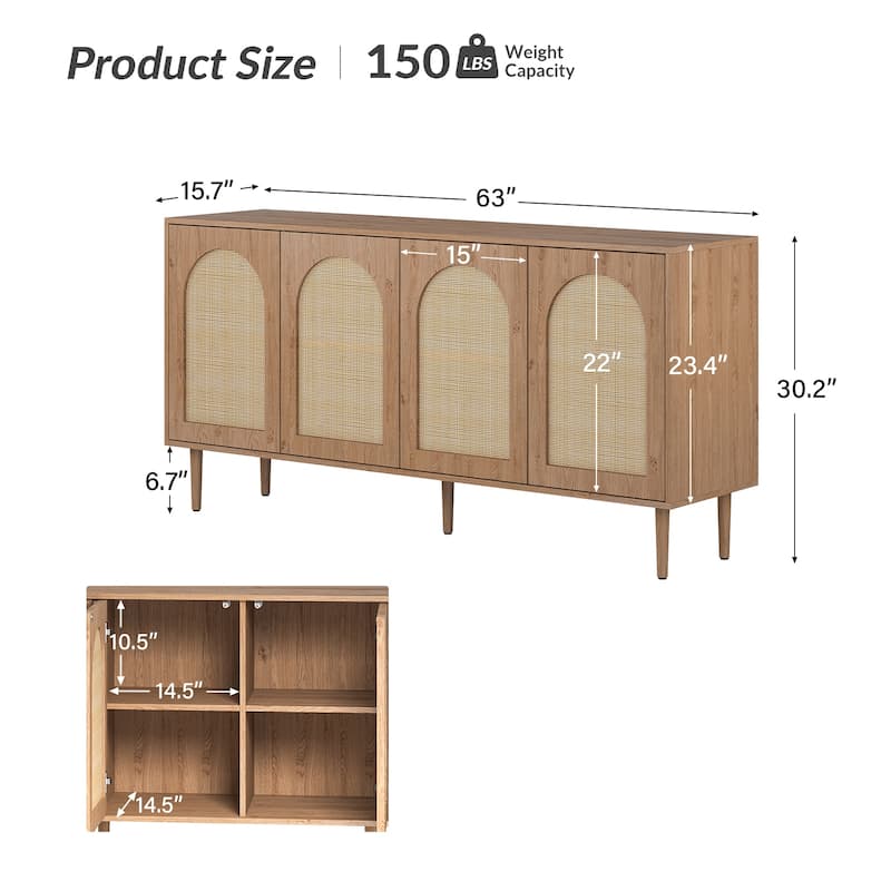 Uirico Multifunctional Buffet Sideboard Cabinet with Rattan Design by HULALA HOME