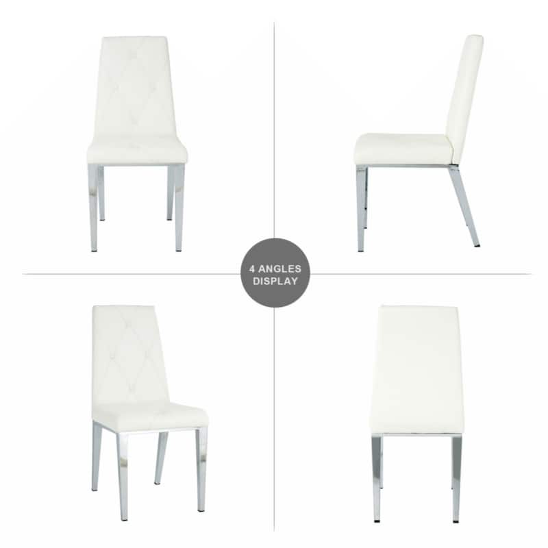 Modern simple light luxury dining chair Home bedroom stool back PU electroplated chair legs (set of 2)