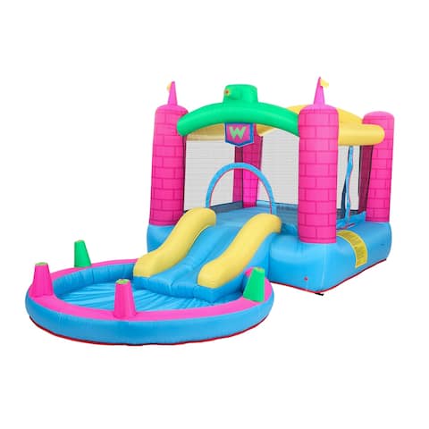 LEADZM Tank Bouncy Castle with Water Play Function 420D Oxford Cloth +840D Jump Surface (Including Fan)