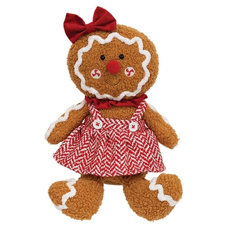 Mr. & Mrs. Gingerbread Plush Holiday Decorations 2 Asstd - 18” x 8.5”