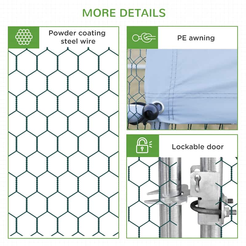 Outdoor Chicken Run for Chickens, Bunnies, Ducks and Small Animals - 9.8' L x 13.1' W x 6.6' H