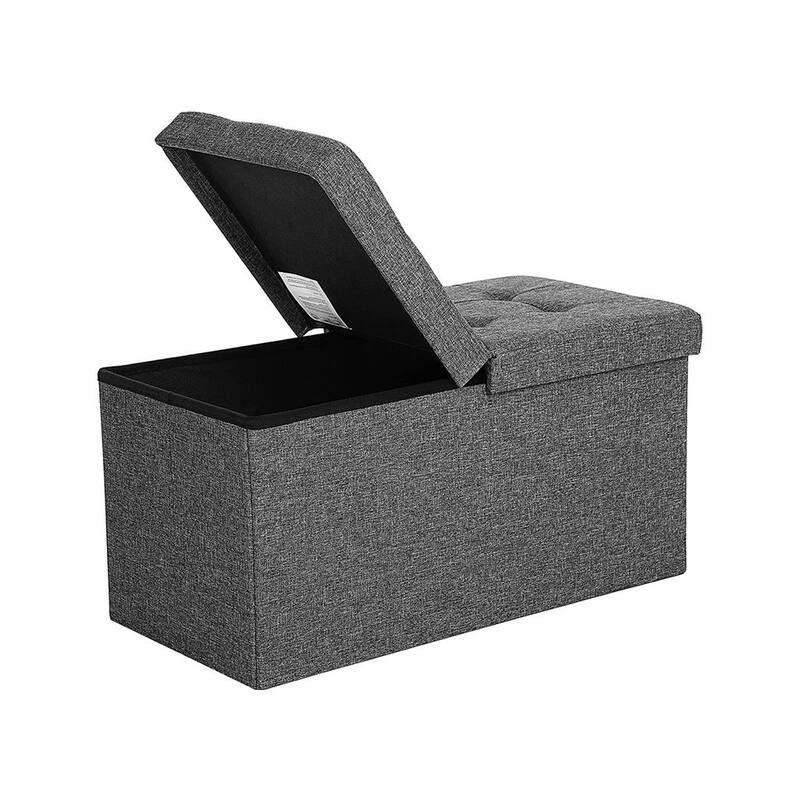 21.1-Gal Storage Ottoman Bench, Folding Storage Chest, Footstool with Flip-Up Lid, Padded Seat - 29.9"L x 15"W x 15"H