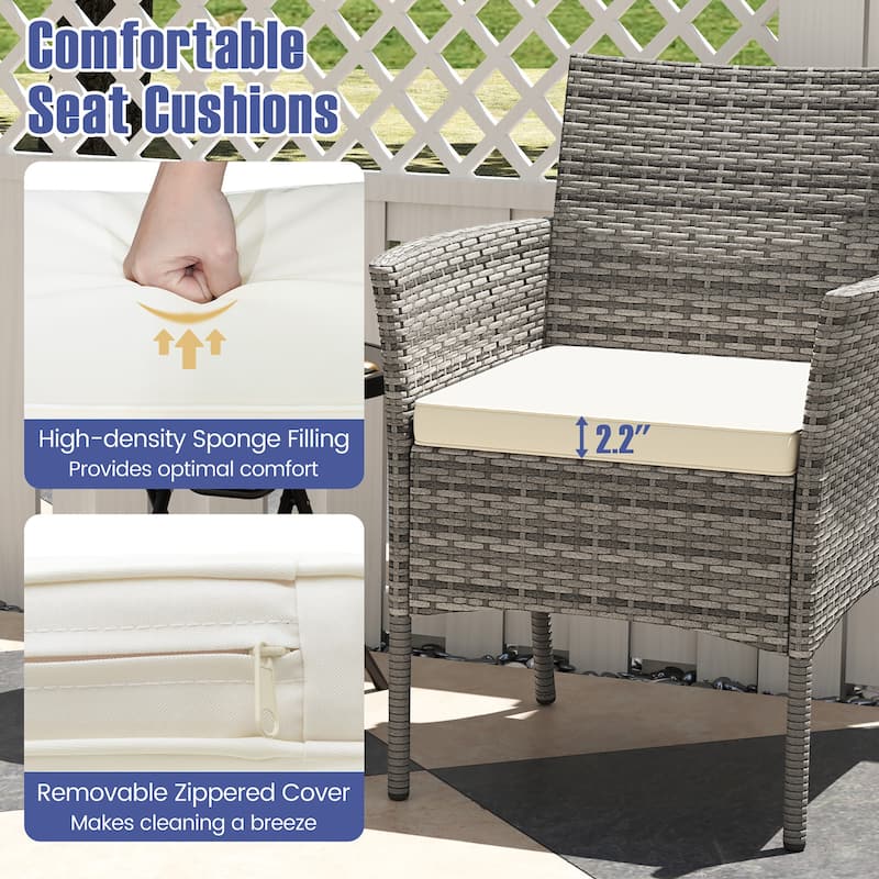 Gymax Outdoor PE Wicker Chairs Set of 2 Patio Dining Armchairs w/