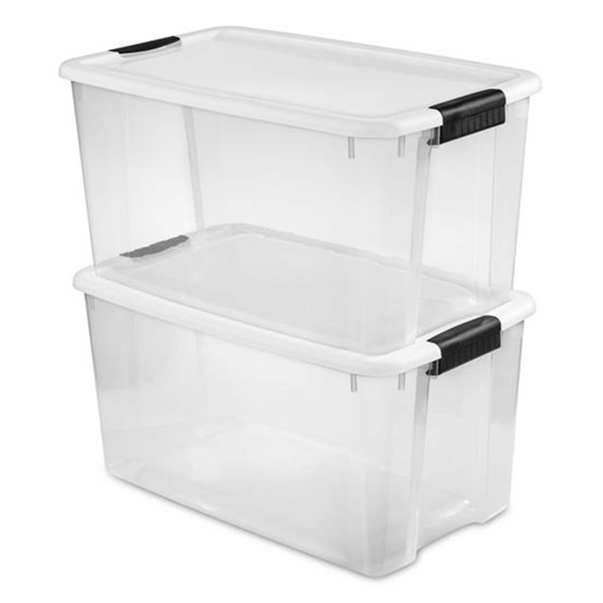 19 qt. Plastic Stackable Storage Bins for Pantry in Black (4-Pack)