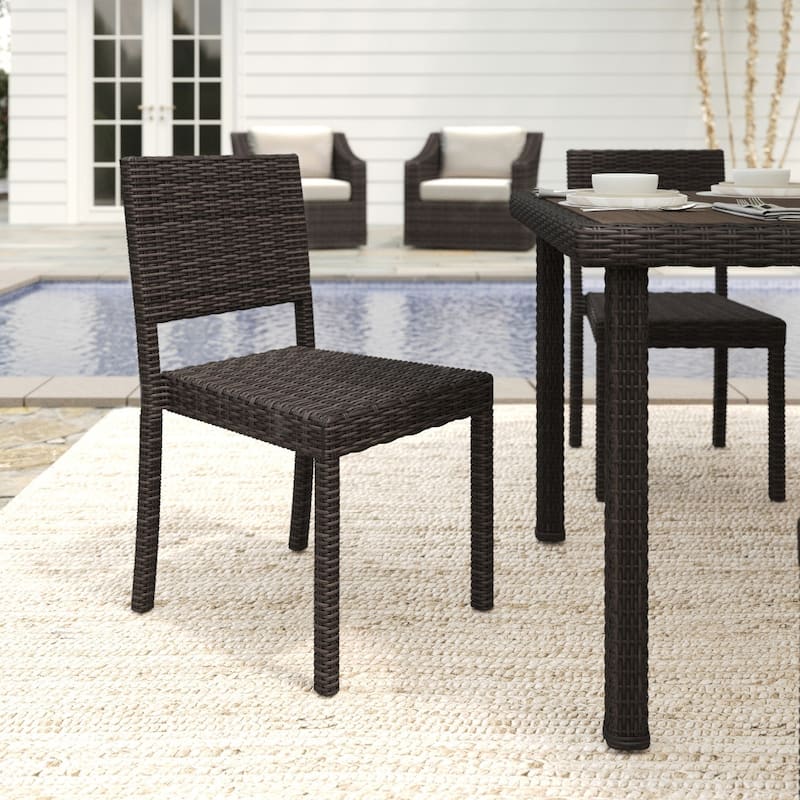 Martha Stewart 2PK Outdoor Rattan Wicker Stackable Side Dining Chairs - 18.5"W x 21.75"D x 33.5"H