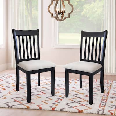 Dining Chairs Set of 2, Wooden Upholstered Kitchen Chairs, Breakfast Chairs with Slatted Back and Rubber Wood Frame