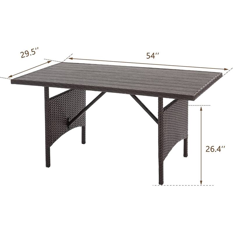 AECOJOY Outdoor Rectangle Wicker Dining Table