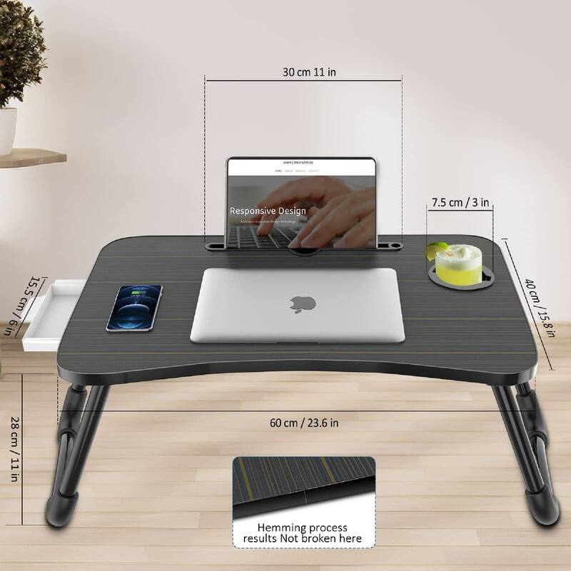 Foldable Laptop Bed Table Multi - 23.6"D x 15.8"W x 10.8"H