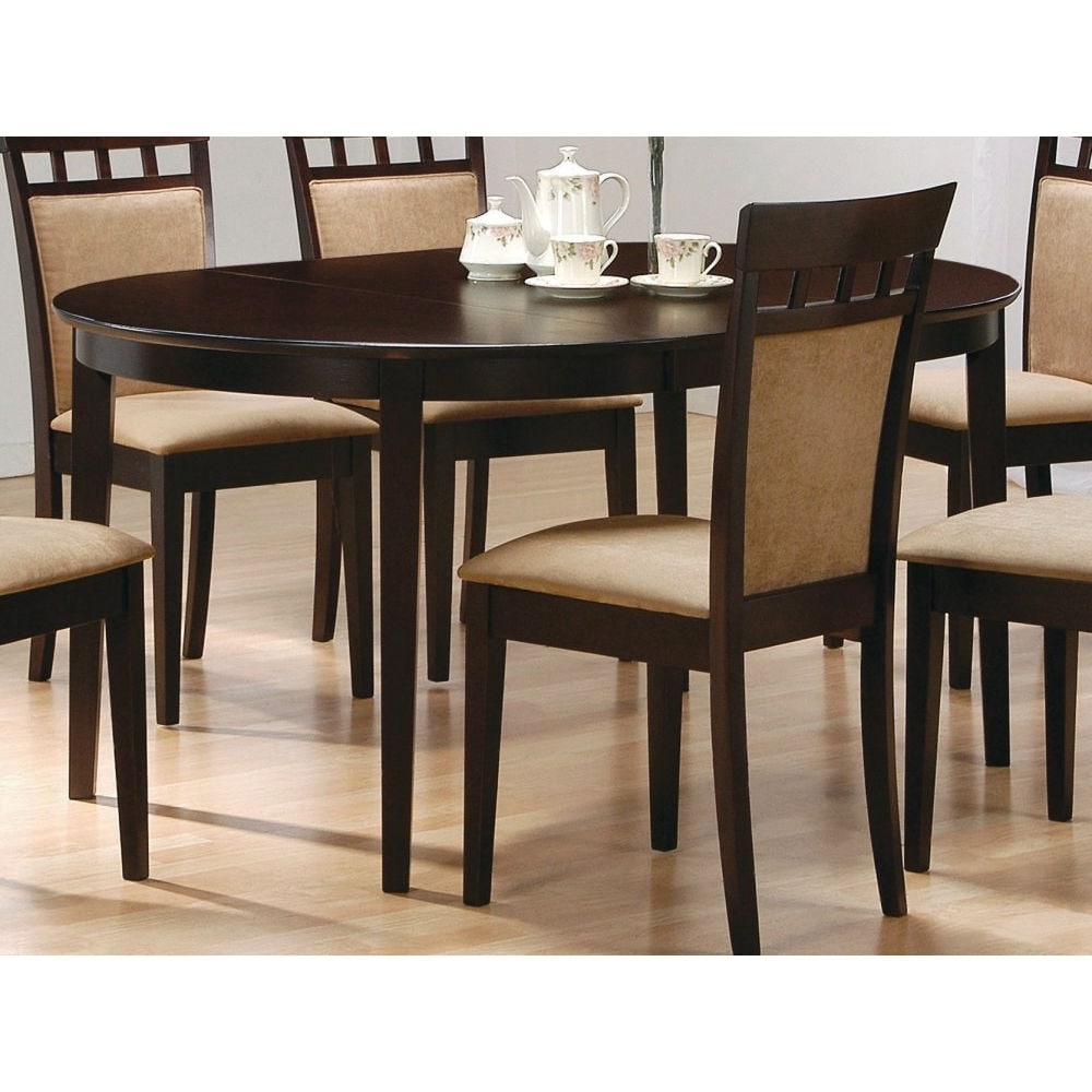 Contemporary Oval Dining Table In Dark Brown Cappuccino Wood Finish On Sale Overstock 29063755