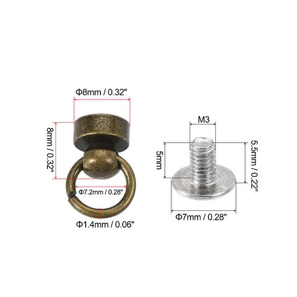 Circular Ring Rivets 8x8mm Pull Ring Rivets Studs Round Head for DIY Bronze Tone 20pcs ...