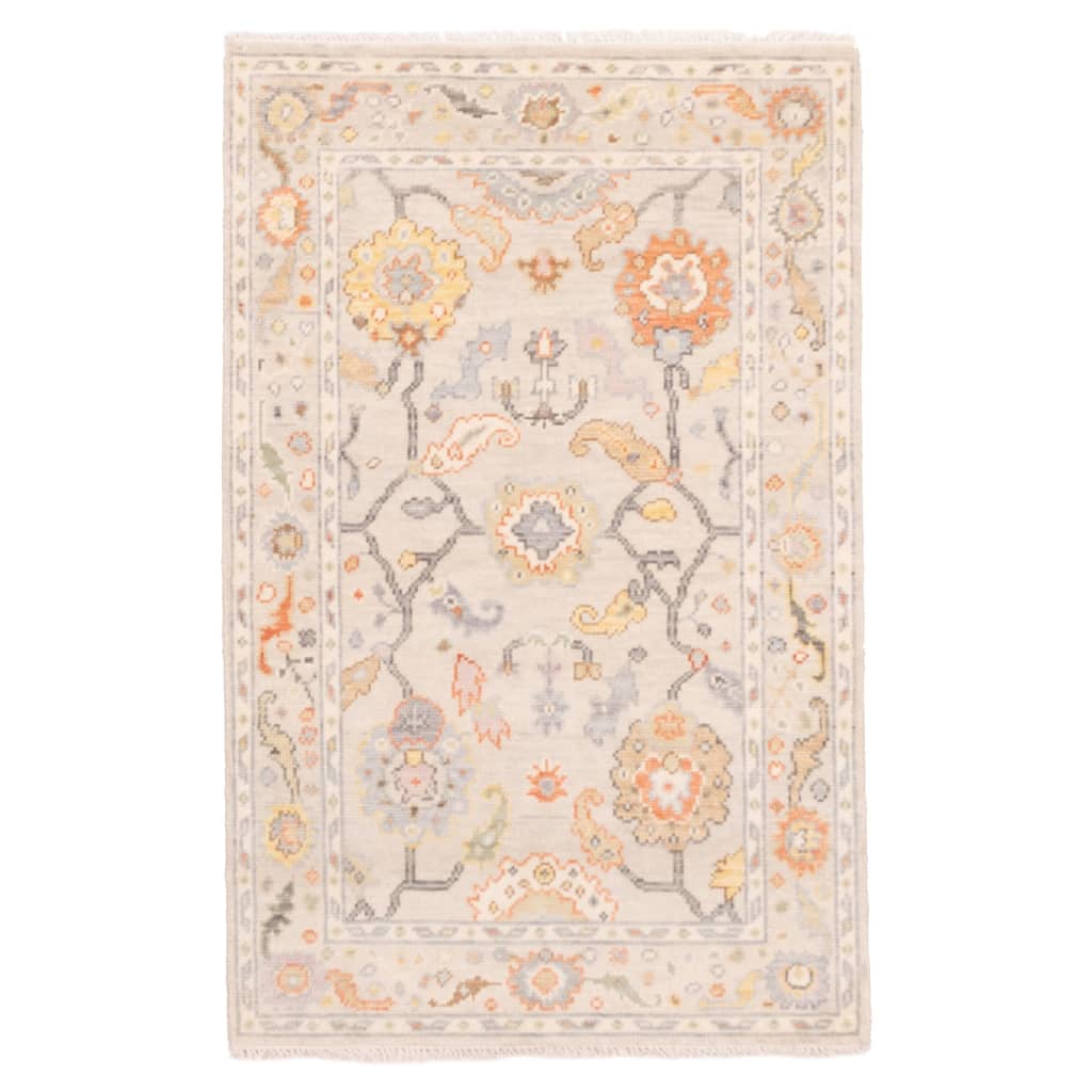 ECARPETGALLERY Hand-knotted Modern Oushak Light Khaki Wool Rug - 3'8 x 5'7