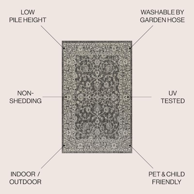 JONATHAN Y Palazzo Vine and Border Textured Weave Indoor/Outdoor Area Rug