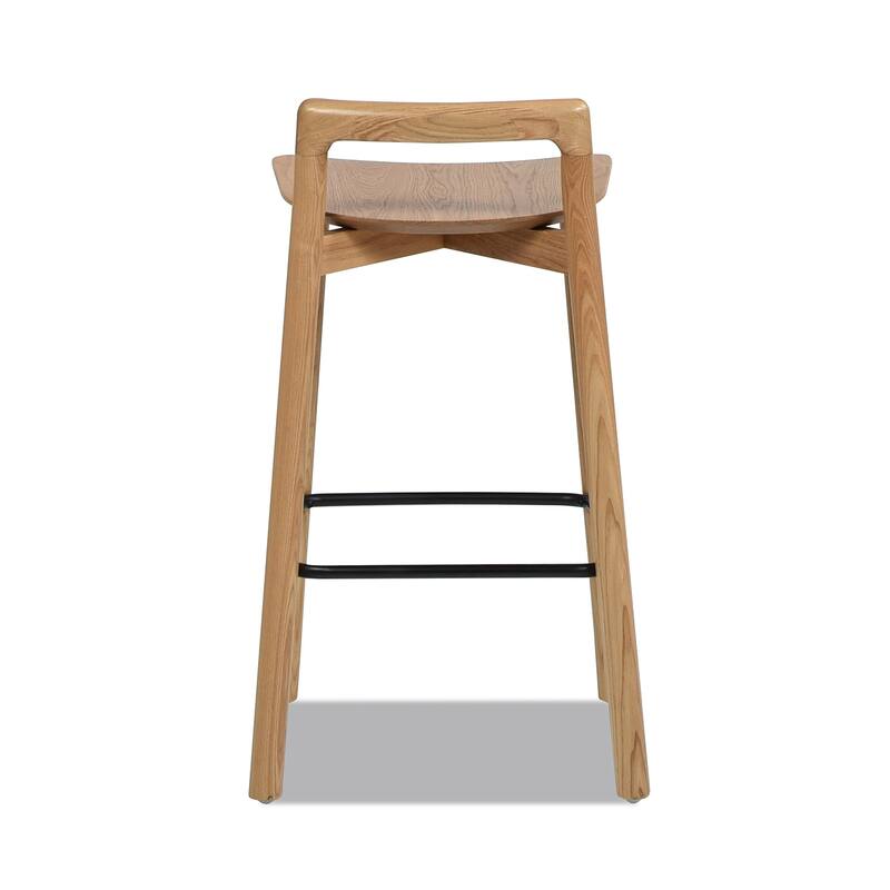 Modern Minimalist Low Back Wood Counter Stool