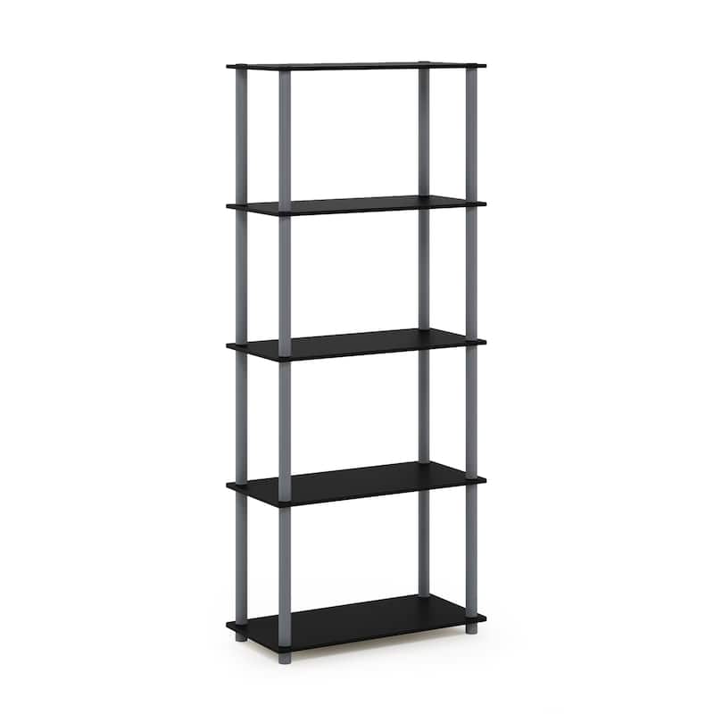 5 Tiers Wood Household Shelving Unit in Black/Grey (23.6 in. W x 57.4 in. H x 11.6 in. D) - 23.6