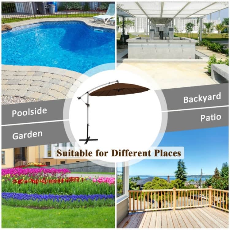 10 Foot Patio Offset Umbrella Market Hanging Umbrella for Backyard Poolside Lawn Garden