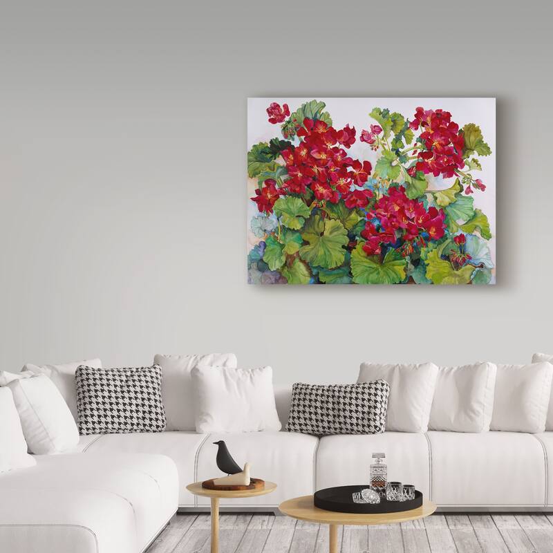 Joanne Porter 'Deep Red Geraniums' Canvas Art