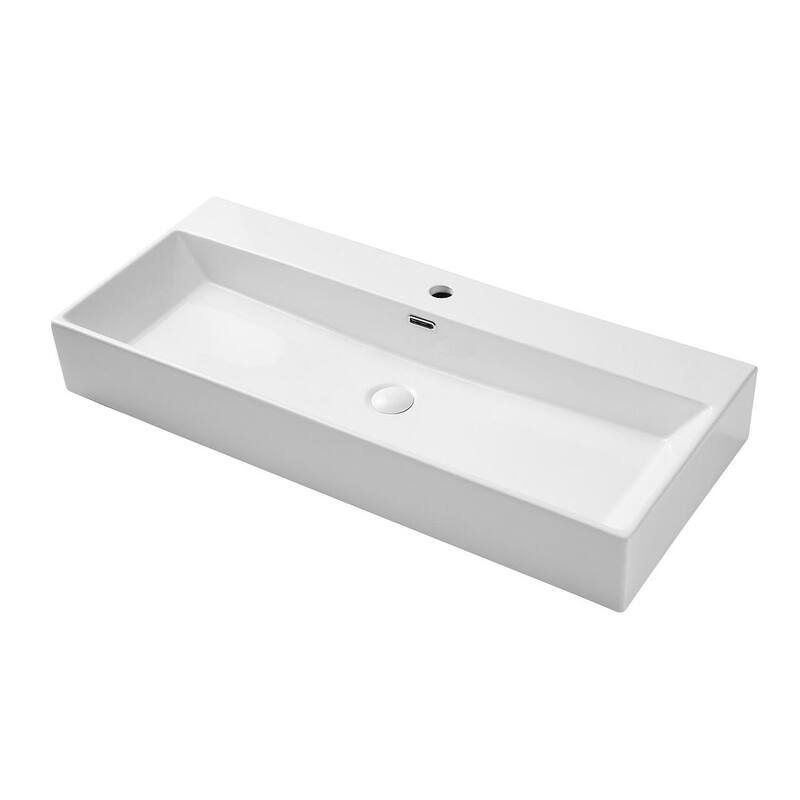 Eridanus 40" Elongated White Bathroom Vanity Trough Sink