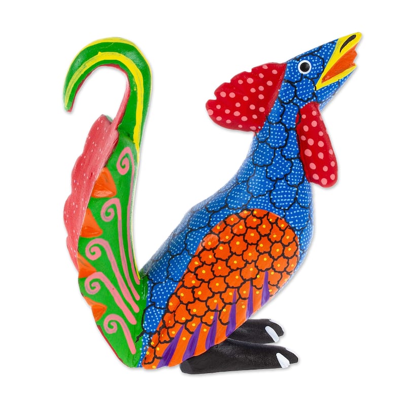 Novica Handmade Imposing Rooster Wood Alebrije Figurine