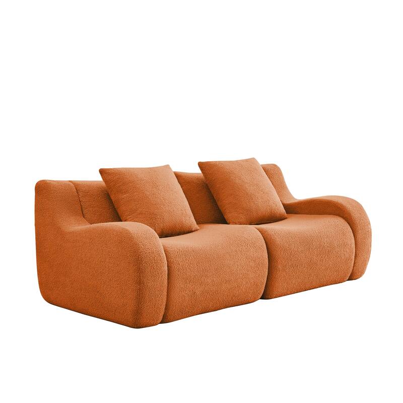 Anmytek Plush Cozy Teddy Fabric Boneless Sofa Anti-Slip Streamlined Design No-Assembly