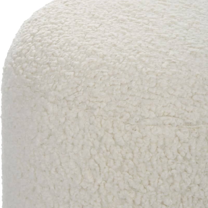 Faux Shearling Plush Ottoman - 20" - White and Black