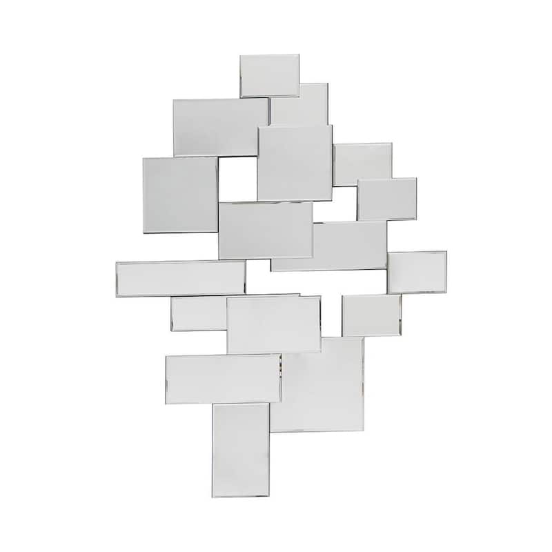 HomeRoots 30" Clear Abstract Glass Contemporary Panels Unframed Accent Mirror - 39.4' X '29.5' X '0.7