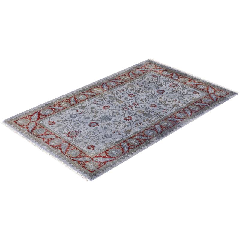 Overton Hand Knotted Wool Vintage Inspired Modern Contemporary Overdyed Gray Area Rug - 2' 8" x 4' 5"