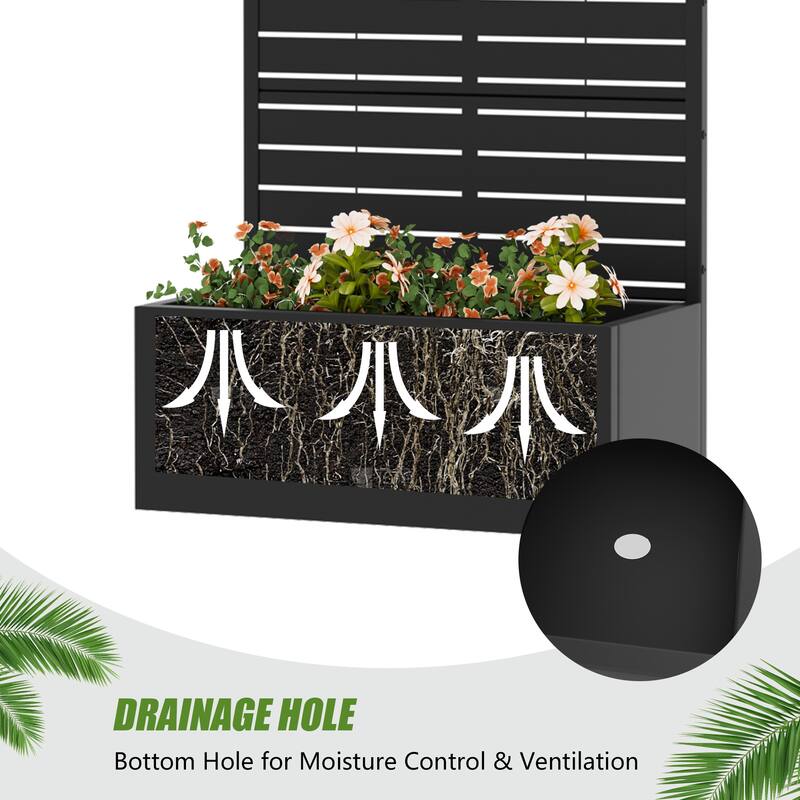 Metal Planter Box with Trellis Privacy Screen Planter Box Set of 2