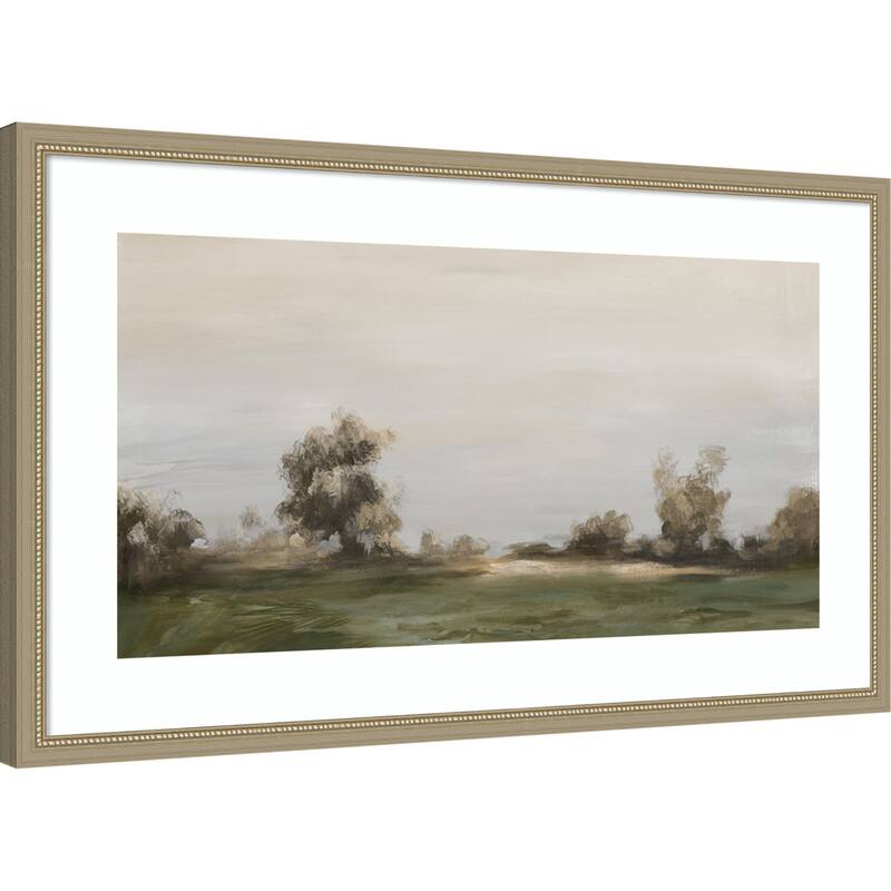 Misty Morning Landscape Scene by Luna Mavis Wood Framed Wall Art Print