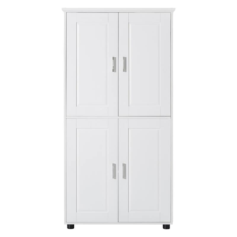 Tall and Wide Bathroom Floor Storage Cabinet, Bathroom Storage Unit, Freestanding Cabinet with 4 Doors, Adjustable Shelves