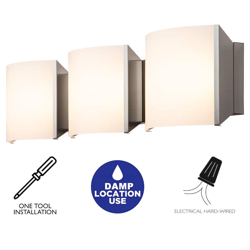 C Cattleya 3-Light/ 4-Light Satin Nickel Stainless Steel Integrated LED Vanity Light with Acrylic Shade