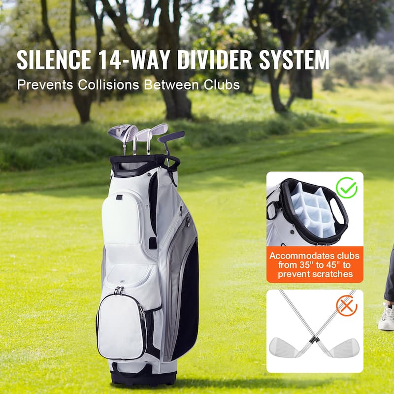 Golf Cart Bag with 14 Way Organizer Divider Top, Durable Golf Bags with Handles & Dust Cover & Detachable Straps for Men & Women