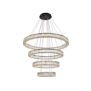 41 Inch Led Indigo Home 41 inch LED four ring chandelier in black - Bed Bath ...