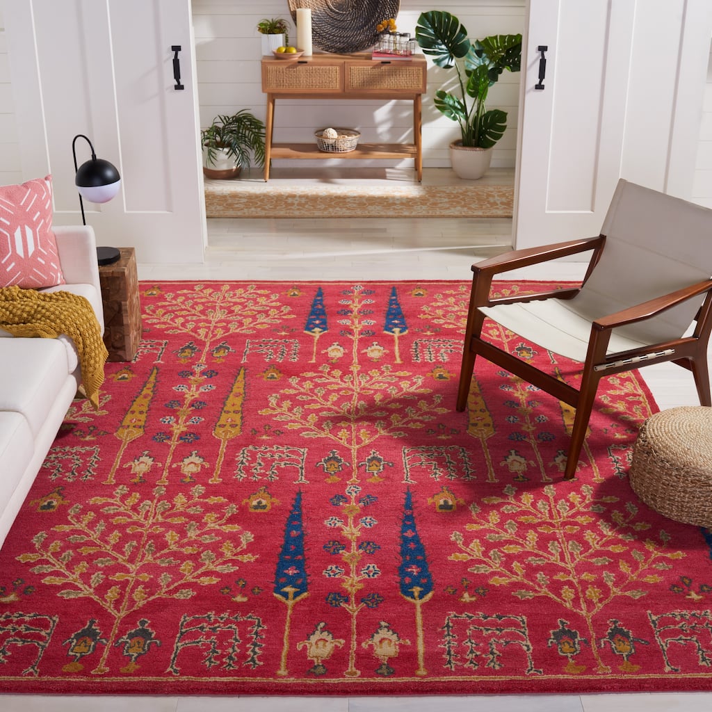 SAFAVIEH Handmade Heritage Picture Block Floral Traditional Oriental Wool Rug