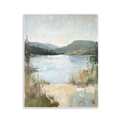Stupell Abstract Lake Shore & Mountains Wall Plaque Art Design By Petal Prints Design