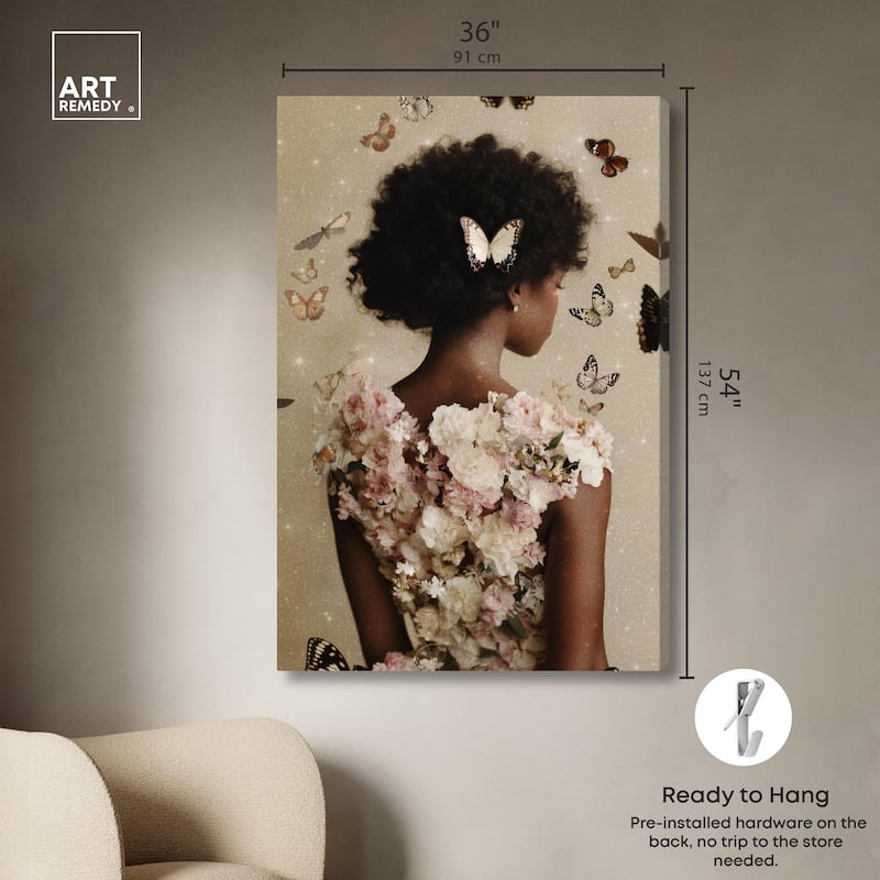 Butterfly Bloom Dress II Canvas by Art Remedy, Gallery Wrapped
