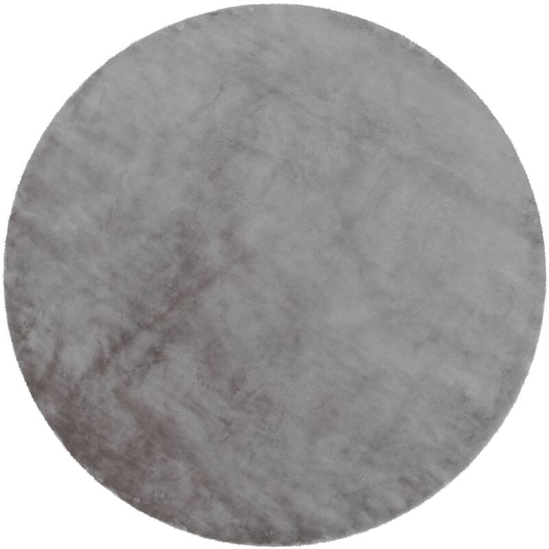 Well Woven Opal Crest Plush Glam Modern Area Rug - 2'11" Round - Grey - Round